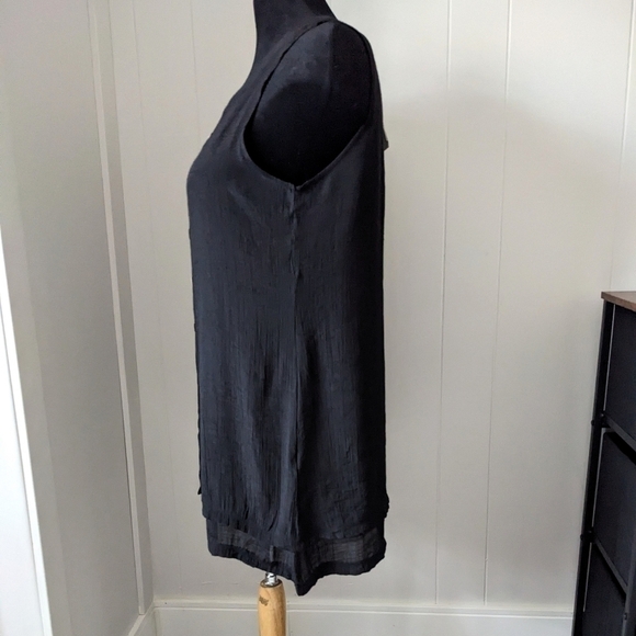 NWT Black Mini Dress Button Front Detail and Front Slit - Picture 3 of 8
